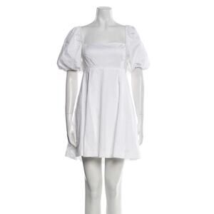 HILL HOUSE Women's Mini Nap Dress MEDIUM Matilda White Puff Sleeve Smocked